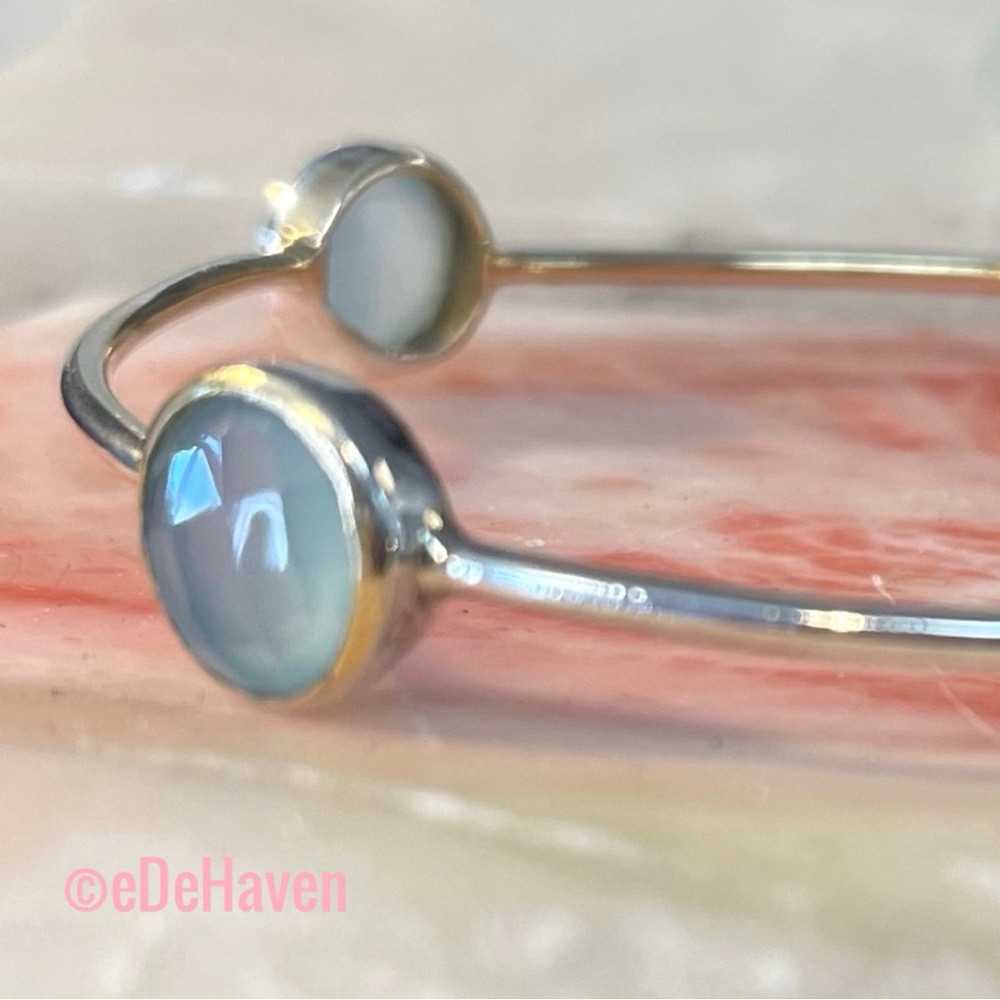 Sterling ipolita style Bkue chalcedony bangle bracelet